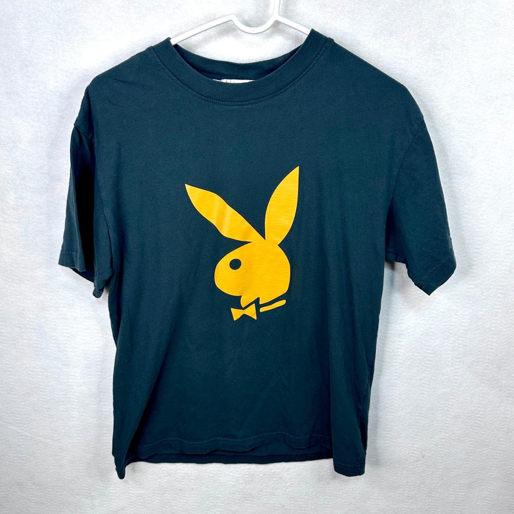 Pacsun Playboy T-Shirt Mens Small Dark Gray Excellent Bunny Logo Graphic Tee